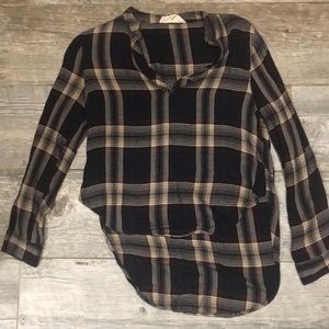 high low plaid top